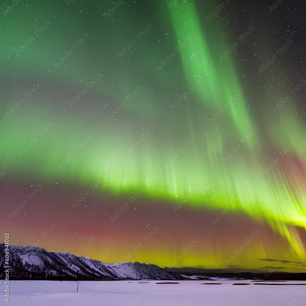 Obraz na plátně 1484 Celestial Aurora Borealis: A mesmerizing and celestial background featuring