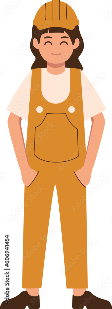 Standing Female Engineer Illustration Vector Standing Female Engineer Illustration Vector