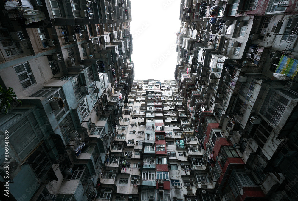 Yick Fat Building, Quarry Bay, Hong Kong. Residential area in old apartment Yick Fat Building, Quarry Bay, Hong Kong. Residential area in old apartment