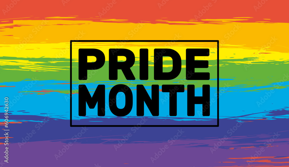 Vibrant Pride Month Vector Illustration with Stylish LGBT Flag and 'Pride Month' Typography