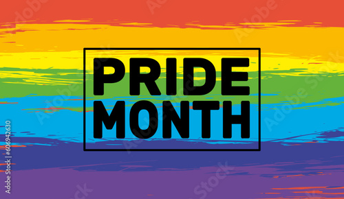 Vibrant Pride Month Vector Illustration with Stylish LGBT Flag and 'Pride Month' Typography