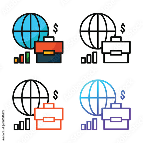 Work worldwide icon design in four variation color