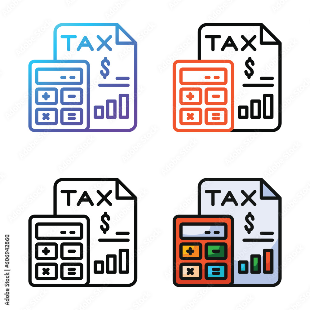 Tax business icon design in four variation color Tax business icon design in four variation color