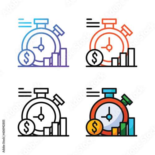 Time management icon design in four variation color