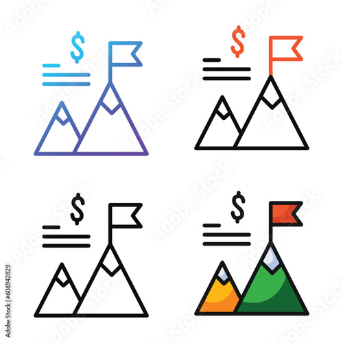 Goal business icon design in four variation color