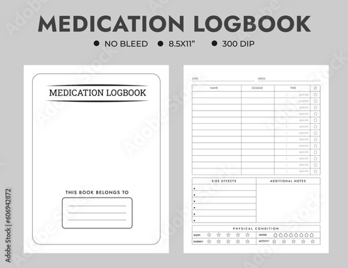 Medication Logbook Or Journal Notebook Planner Template 