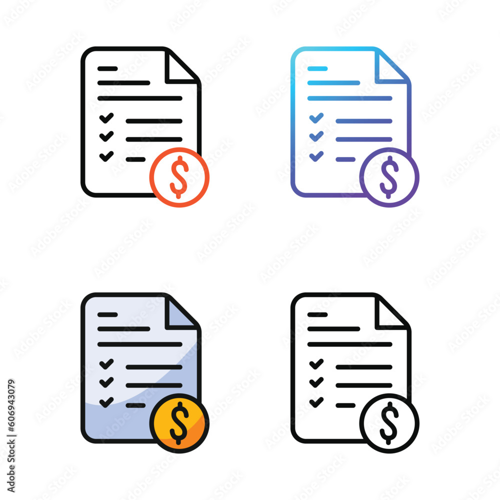 Invoice icon design in four variation color Invoice icon design in four variation color