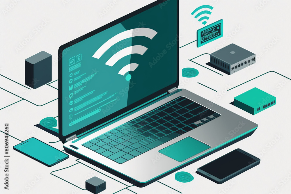 Ai generated image of wifi with internet of thing concept. Ai generated image of wifi with internet of thing concept.