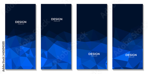 set of brochures abstract blue geometric background with triangles and space for text