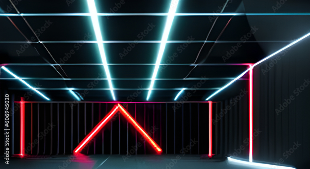 Black 3d background with red neon arrows for composition AI Generated Black 3d background with red neon arrows for composition AI Generated