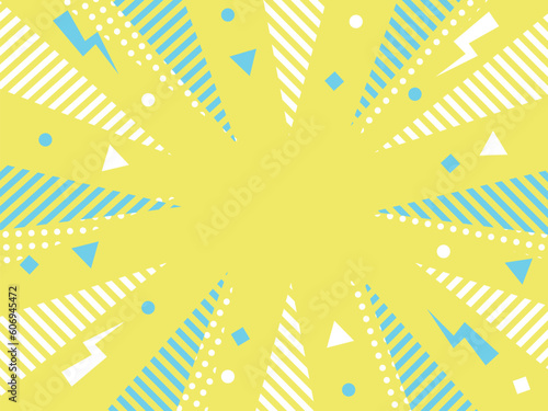 ポップでカラフルな幾何学的な集中線の背景素材 黄色背景