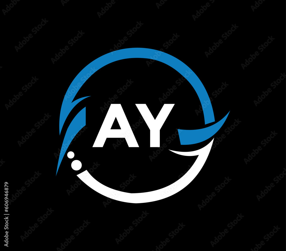 AY letter logo design with a circle shape. AY circle and cube shape