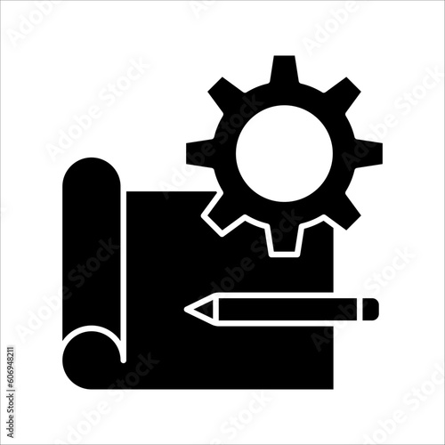 Engineering blueprint icon. Engineering blueprint icon concept in modern style for your web site mobile logo app UI, vector illustration on white background