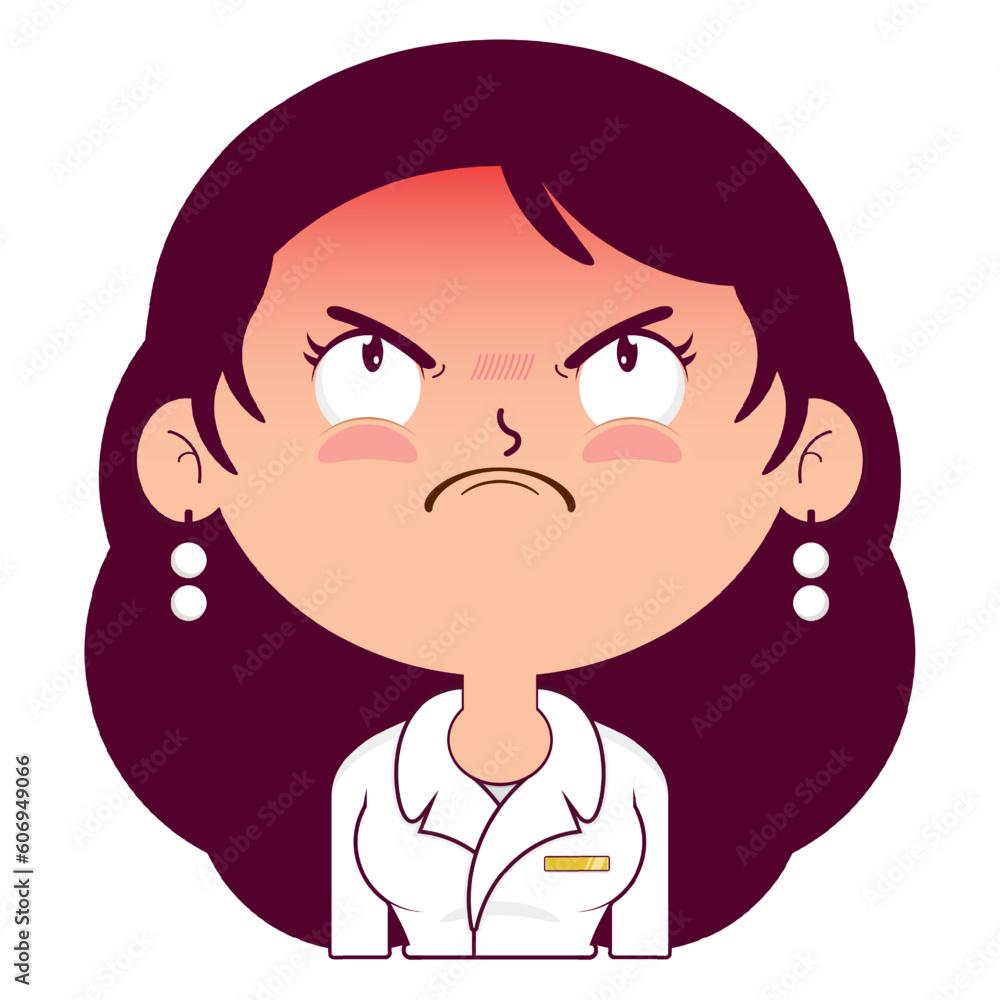 business or receptionist woman angry face cartoon cute business or receptionist woman angry face cartoon cute