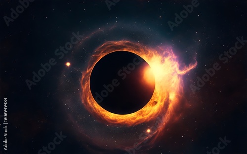 Spiral galaxy black hole in space