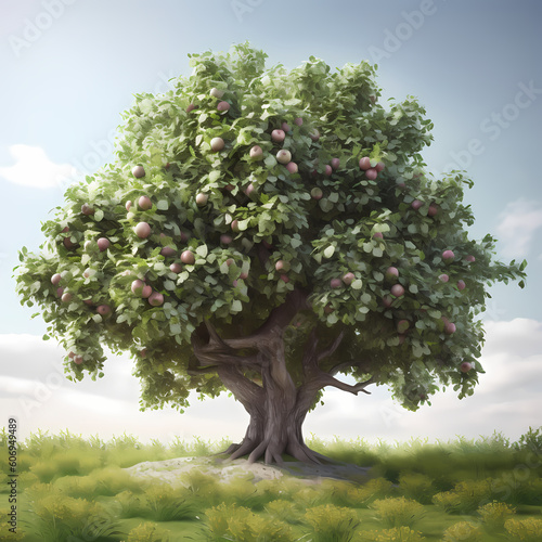 Big Lush Apple Tree. Generative AI