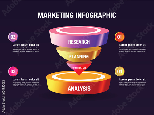 business marketing editable vector  infographic steps funnel