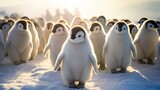 Head Penguin Chicks, Snow Slant Island, Antarctic Landmass. Creative resource, AI Generated