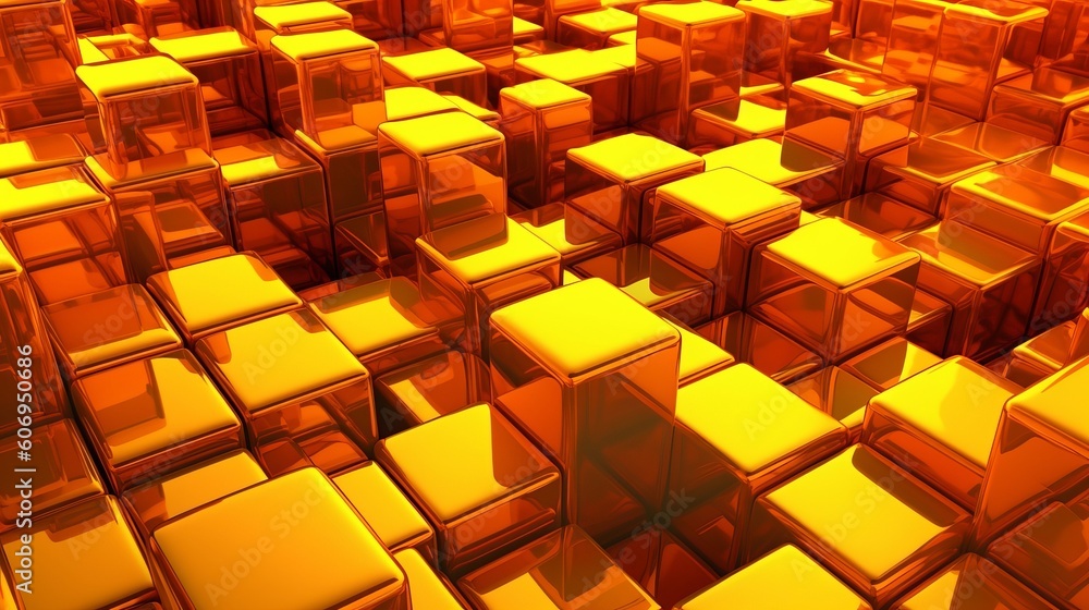 Orange and Yellow, Bursting 3d shapes Completely Organized to form a Cutting edge Tech See. Creative resource, AI Generated Orange and Yellow, Bursting 3d shapes Completely Organized to form a Cutting edge Tech See. Creative resource, AI Generated