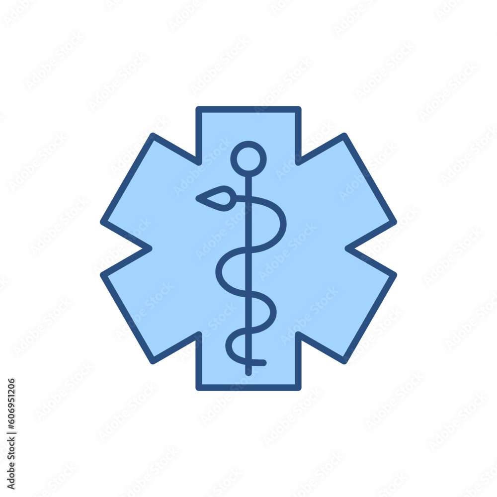 Obraz premium Emergency Star related vector line icon. Isolated on white background. Vector illustration. Editable stroke