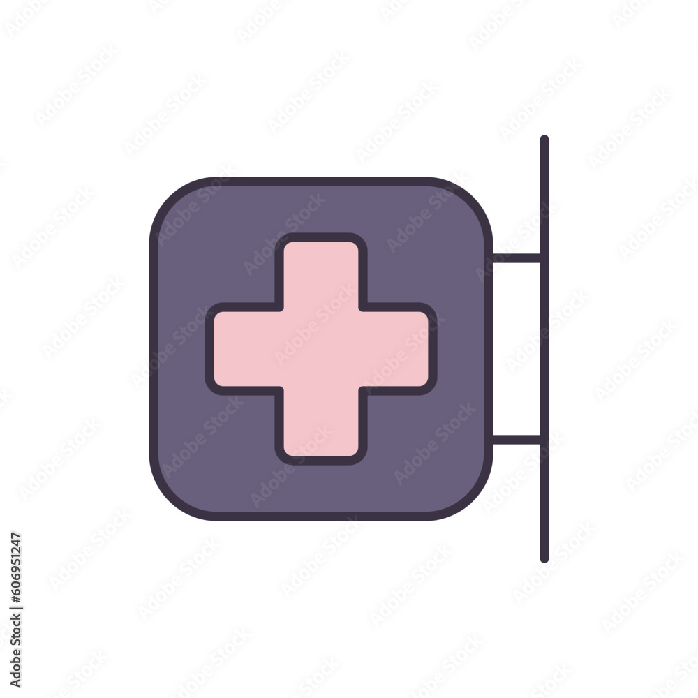 Hospital Signboard related vector line icon. Isolated on white background. Vector illustration. Editable stroke Hospital Signboard related vector line icon. Isolated on white background. Vector illustration. Editable stroke