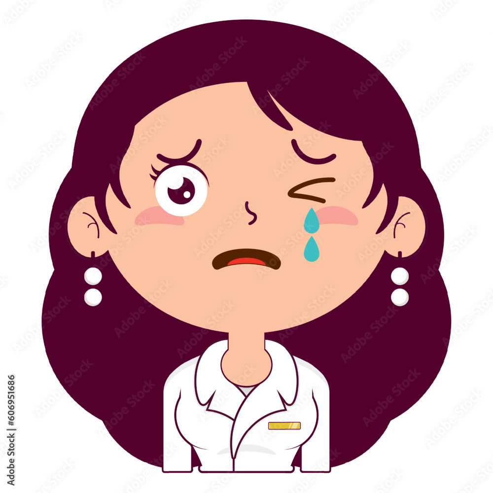 business or receptionist woman crying and scared face cartoon cute business or receptionist woman crying and scared face cartoon cute