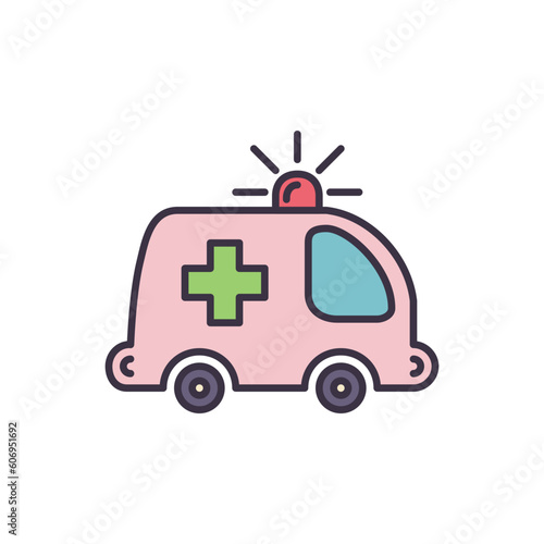 Ambulance Car related vector line icon. Emergency response. Accident department. Medical vehicle Isolated on white background. Vector illustration. Editable stroke