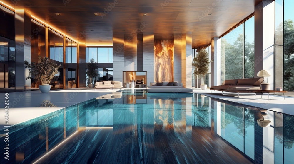 Φωτογραφία Organize picture of cutting edge organize living room and pool
