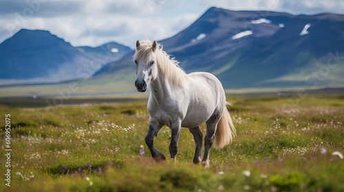 The Icelandic horse may be a breed of horse made in Iceland. Creative resource, AI Generated