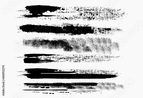 Set of Hand Drawn Grunge Brush Smears, Hand Drawn Grunge Brush vector, Black vector brush strokes collection.  brush Black paint spots vector set 2