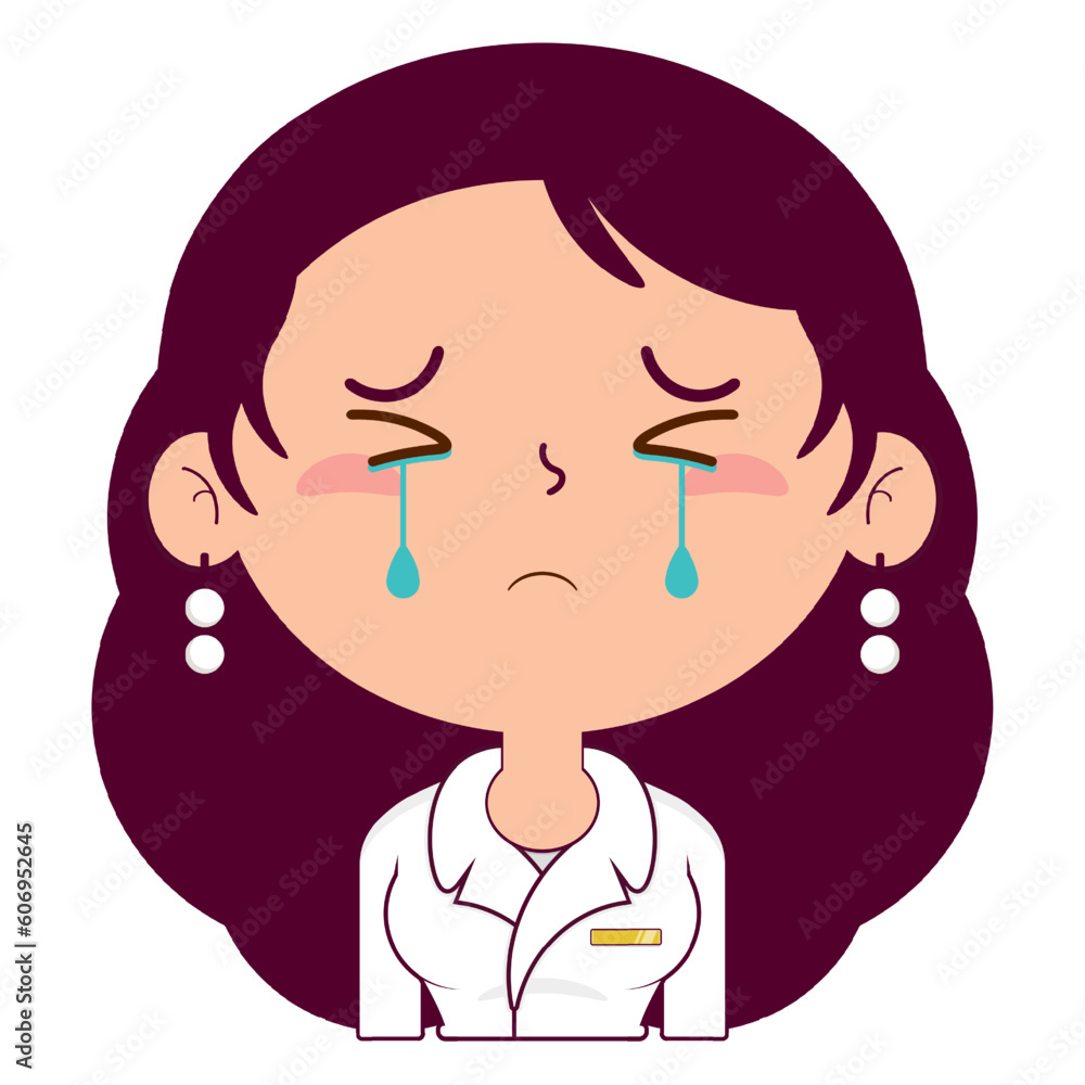 business or receptionist woman crying and scared face cartoon cute business or receptionist woman crying and scared face cartoon cute