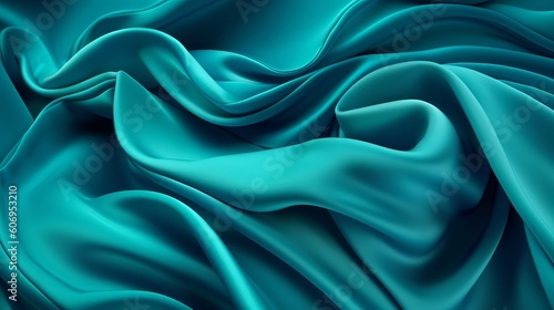 Wallpaper Mural Turquoise and Water Cloth with Wrinkles and Folds. Multicolored Wavy Surface Establishment. Creative resource, AI Generated Torontodigital.ca