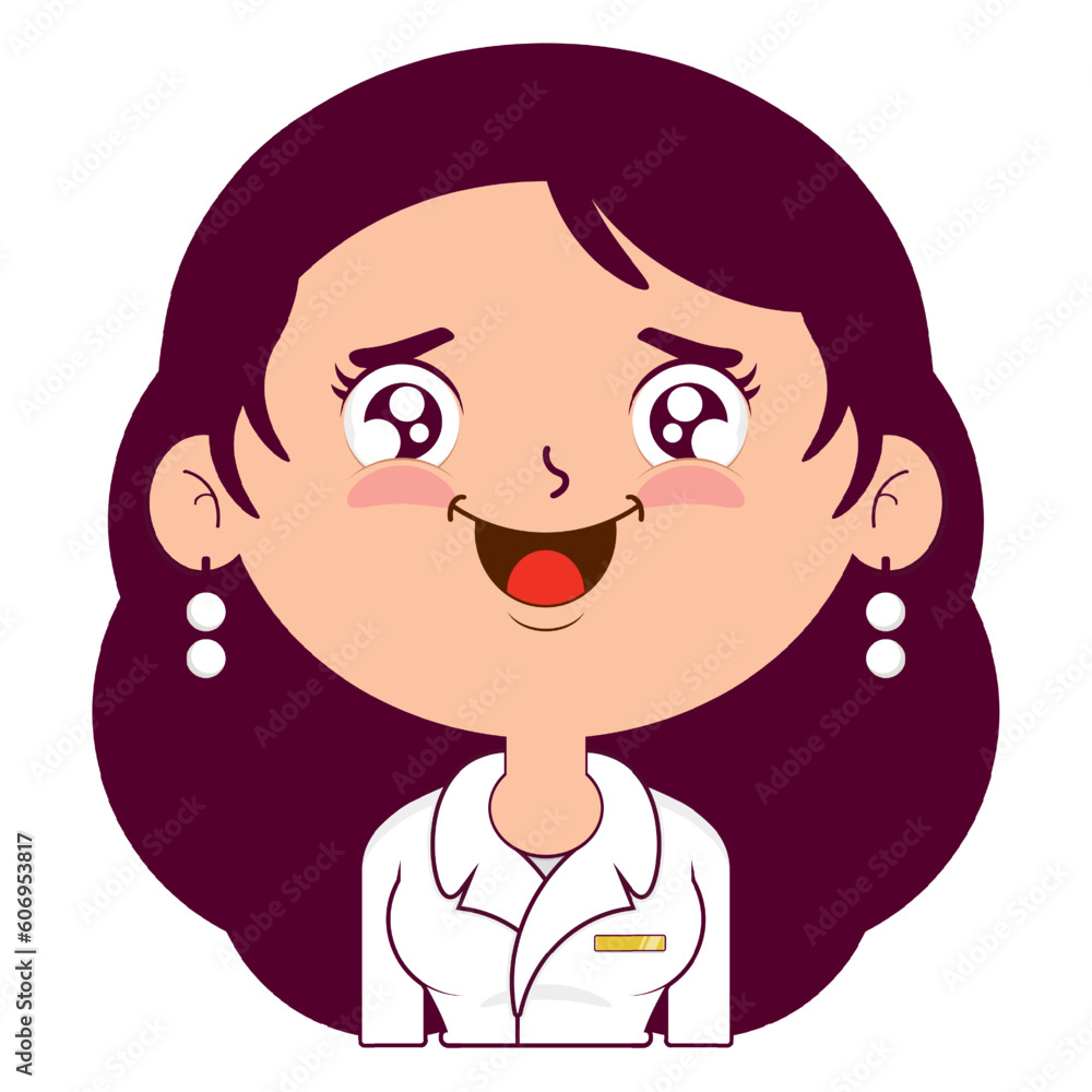 business or receptionist woman happy face cartoon cute business or receptionist woman happy face cartoon cute