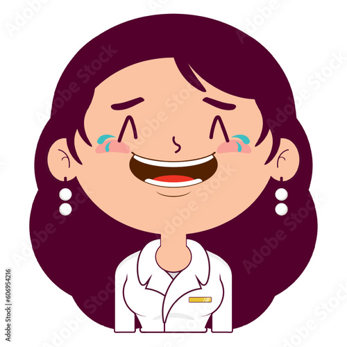 business or receptionist woman laughing face cartoon cute
