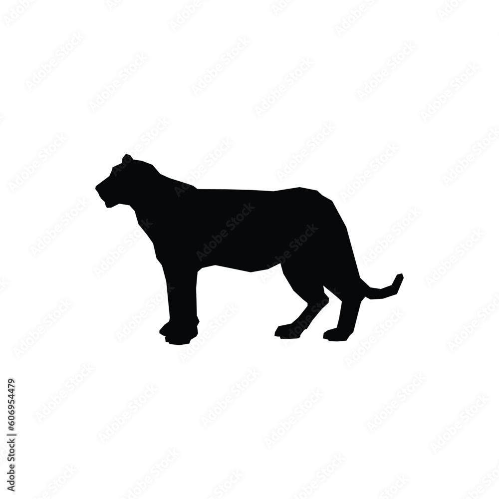 Isolated black silhouette of a tiger on a white background. - Farm Animals. Vector Icon illustration