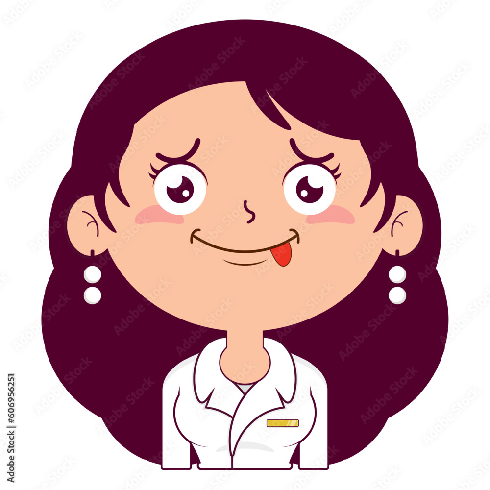 business or receptionist woman playful face cartoon cute business or receptionist woman playful face cartoon cute