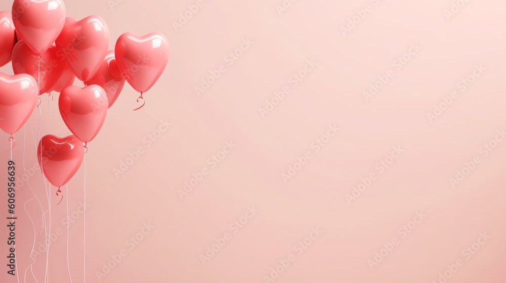 An image of pink ballons illustration on pink background presentation template. Ai generative