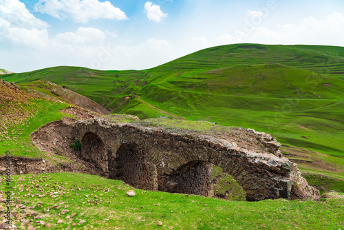 An ancient  stone bridge in the suburbs of the city of Gadabay, built by the Siemens brothers in 1879 to transport ore to the plant by narrow gauge railway photo