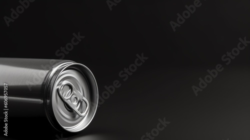 An image of can or tin illustration on black background presentation template. Ai generative