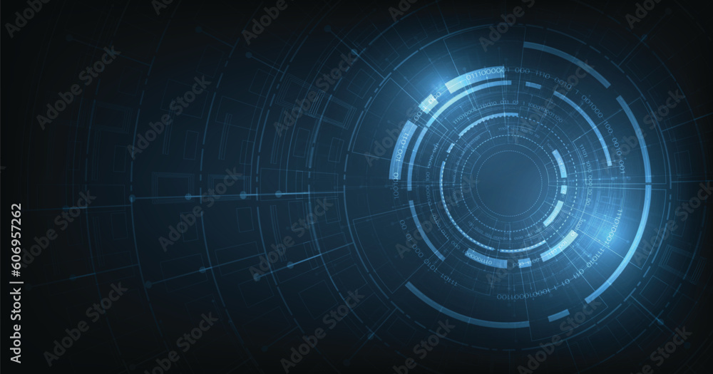 Obraz premium Circular digital background. Futuristic Circular digital technology background.High-tech circular connection system concept.