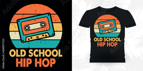 Funny Old School Hip Hop Retro Vintage Cassette Music Mixtape T-shirt Design