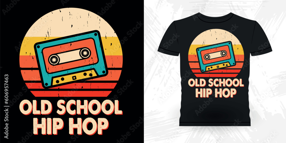 Funny Old School Hip Hop Retro Vintage Cassette Music Mixtape T-shirt Design