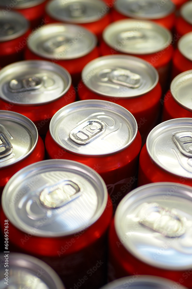 Cans of soft drink lined up , Cans of soft drink lined up ,