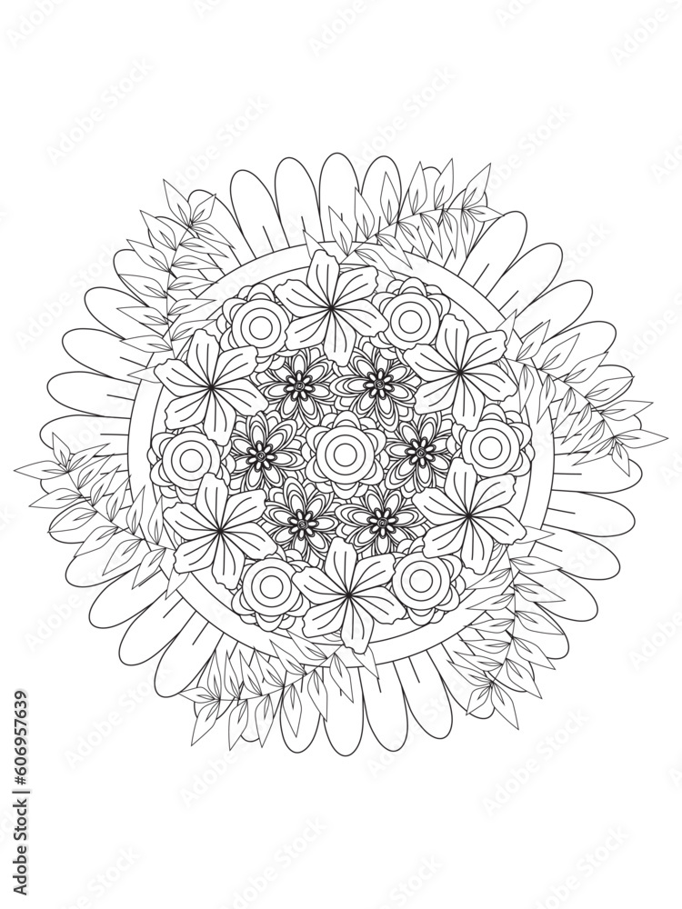 Doodle abstract flower. Vector illustration. Vector doodle flowers in black and white. Floral pattern. Doodle abstract flower. Vector illustration. Vector doodle flowers in black and white. Floral pattern.
