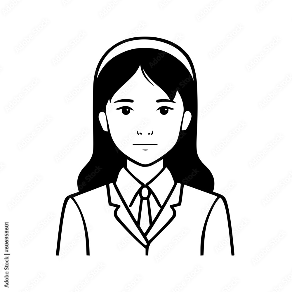 Schoolgirl portrait vector illustration isolated on transparent background Schoolgirl portrait vector illustration isolated on transparent background