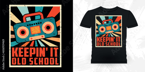 Funny Old School Hip Hop Retro Vintage Cassette Music Mixtape T-shirt Design