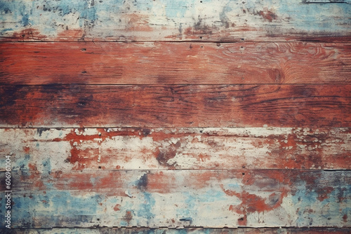 Colorful  rough  abstract textured background of long weathered painted boards  developed with generative ai