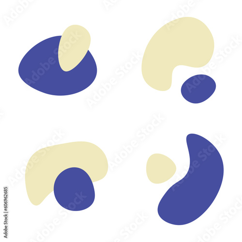 Set of abstract art decoration. Modern trendy blotch shape. Liquid shape elements. Fluid dynamical colored forms banner. Vector illustration.