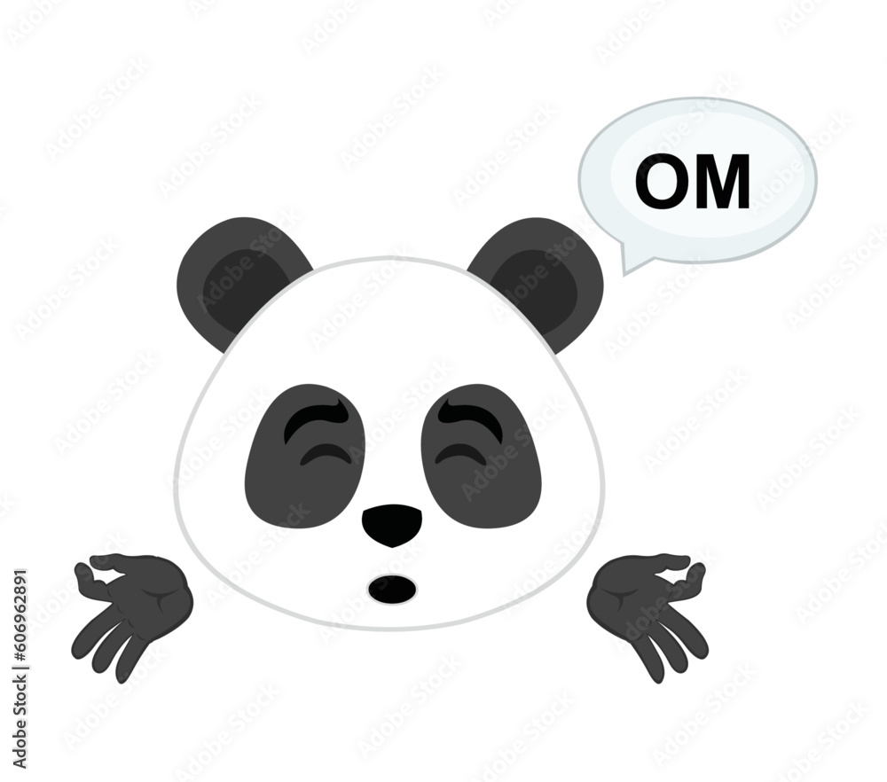 vector illustration face of panda bear meditating with a speech bubble with the text OM vector illustration face of panda bear meditating with a speech bubble with the text OM