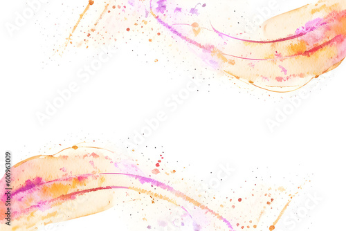 Abstract watercolor background with watercolor splashes on the outer edge
